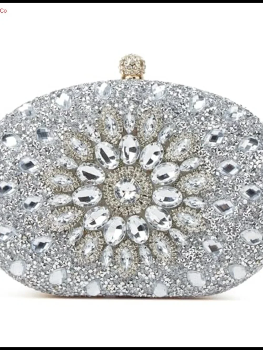 Sparkly Rhinestone Evening Clutch with Chain Push Lock Retro Party Bag